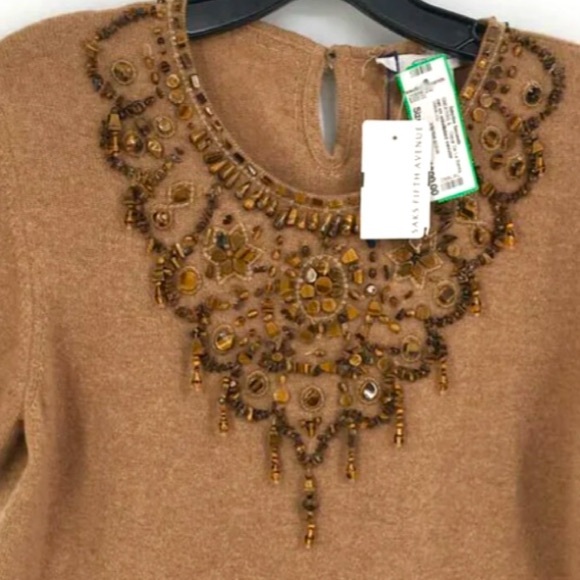 $1900 Oscar De La Renta Embellished Brown Women's Sweater - Picture 6 of 6